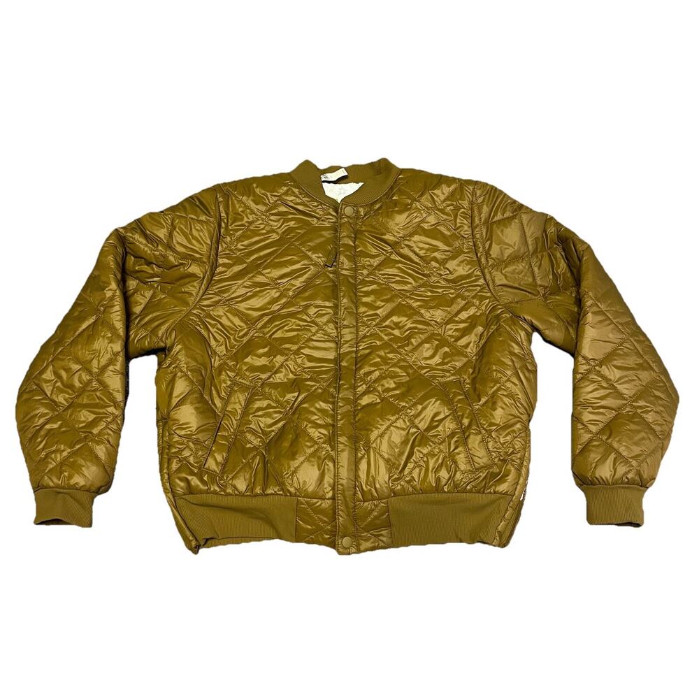 Gold Puffer Bomber Jacket Sherpa Lined Women's Size XL Offline by Aerie Quilted
